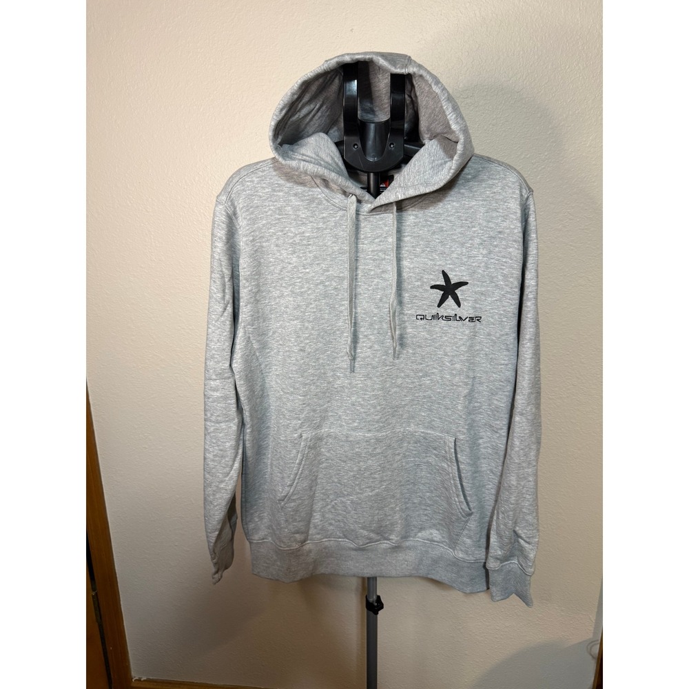 Quiksilver Mens Starfish Logo Hoodie Heather Grey Fleece Sweatshirt QSM34HD080 M